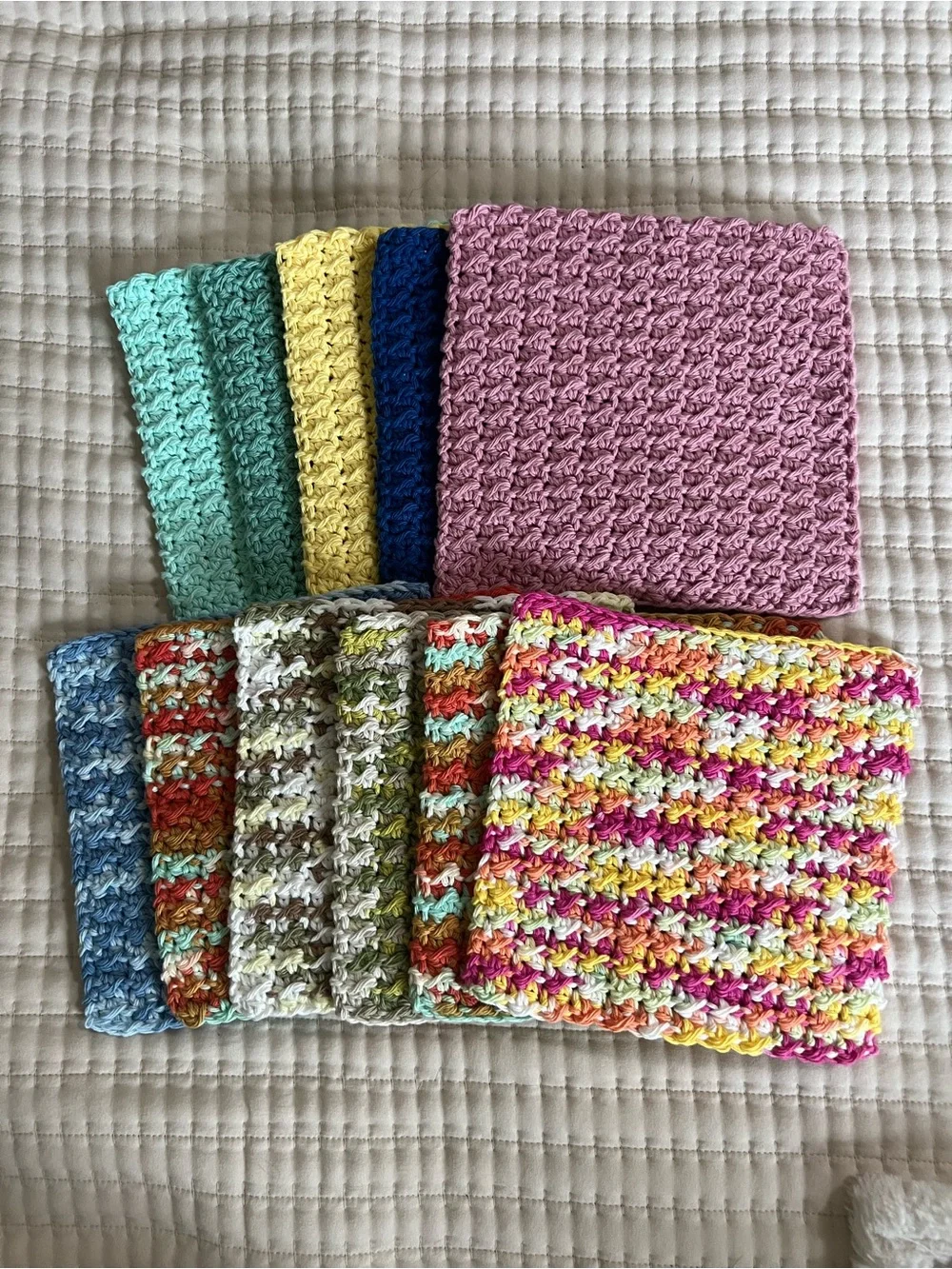 100% Cotton dishcloths handmade set of 4